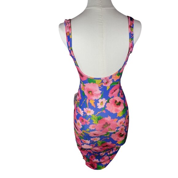 ASOS Design Tropical Floral Print Ruched Tank Swim Coverup Dress Size US 2 - Picture 2 of 9